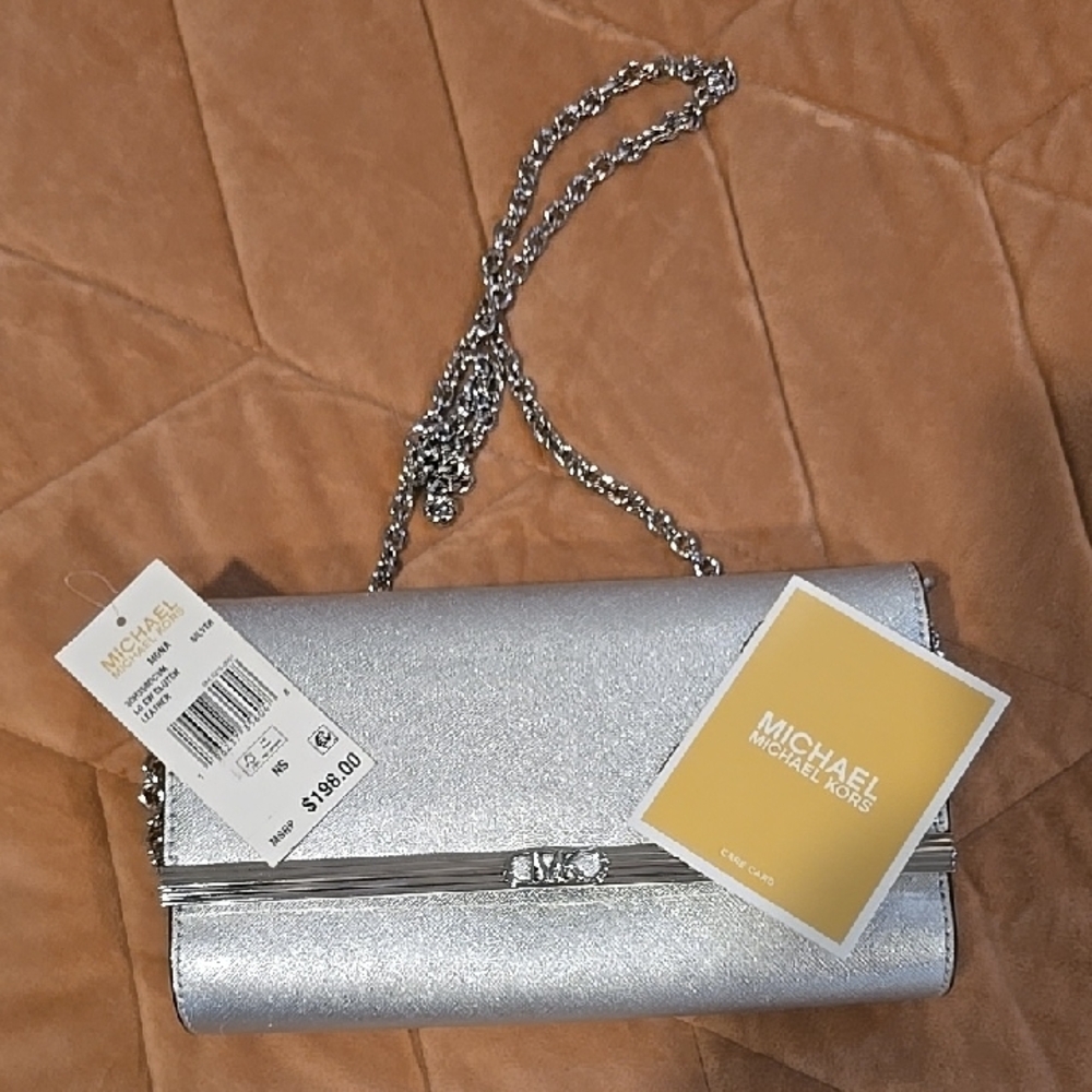 Michael Kors Metallic Silver Clutch